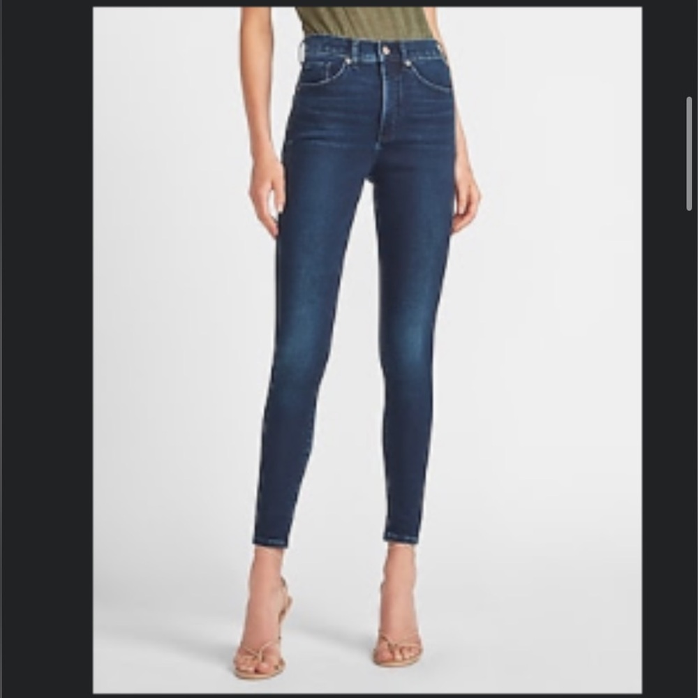 Express High Waisted Luxe Comfort Knit Faded Skinny Jeans - 2 PETITE